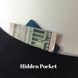 Exercise skirt with hidden pocket to carry keys, money, ID, and credit cards.